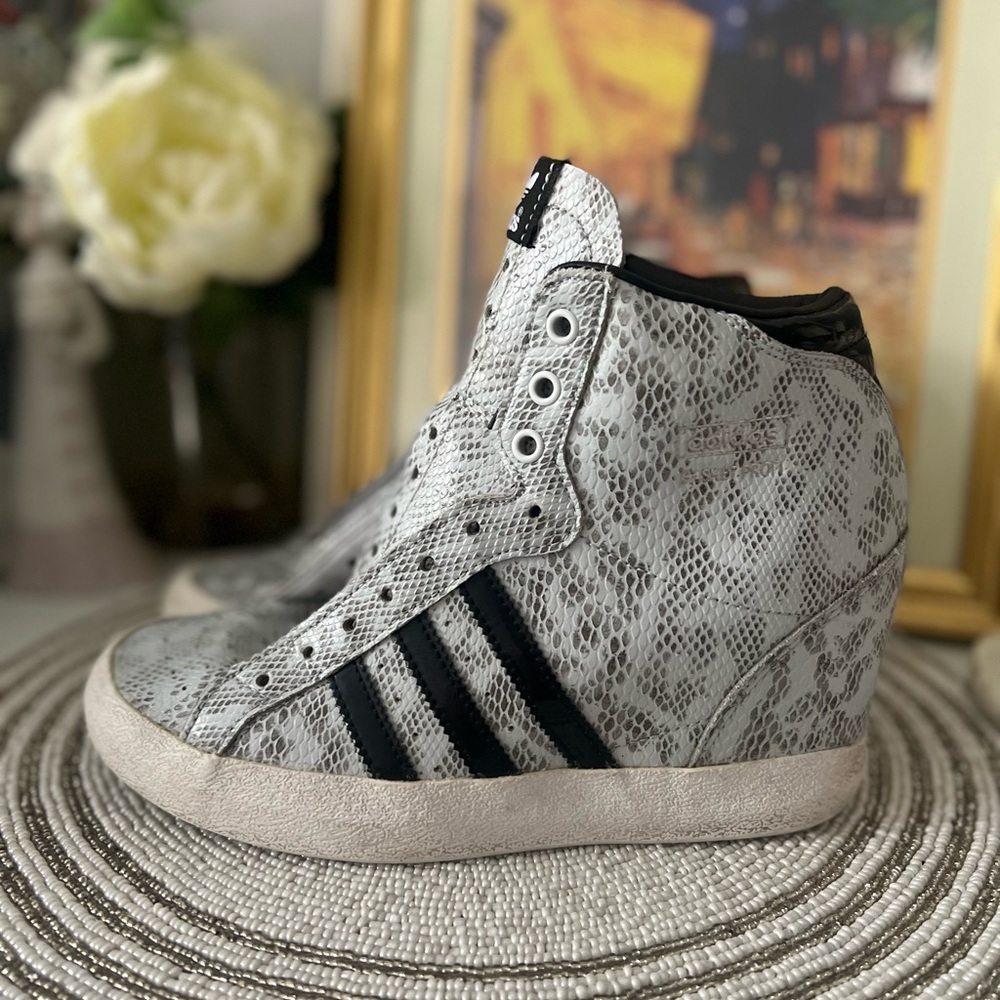 adidas Gray Snakeskin High-Top Sneakers